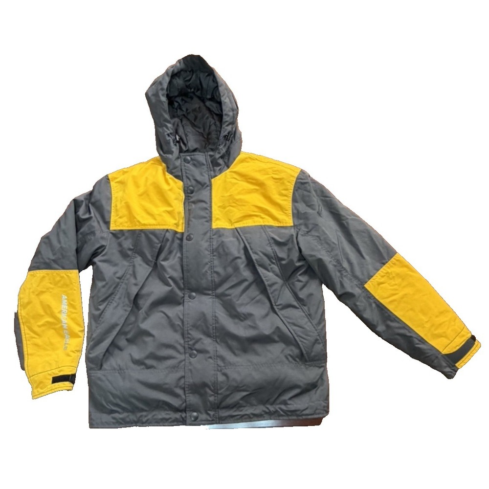 American Eagle‎ Winter Gray W/ Yellow Jacket Men's Med Performance Outerwear EUC
